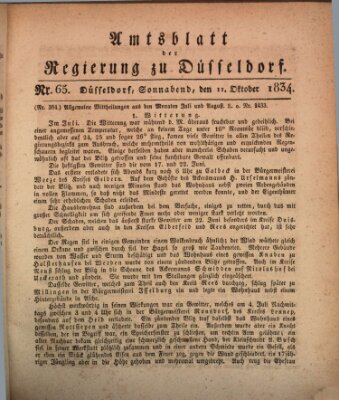 Amtsblatt für den Regierungsbezirk Düsseldorf Samstag 11. Oktober 1834