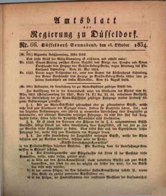 Amtsblatt für den Regierungsbezirk Düsseldorf Samstag 18. Oktober 1834