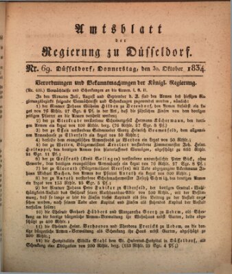 Amtsblatt für den Regierungsbezirk Düsseldorf Donnerstag 30. Oktober 1834