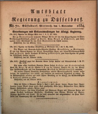 Amtsblatt für den Regierungsbezirk Düsseldorf Mittwoch 5. November 1834