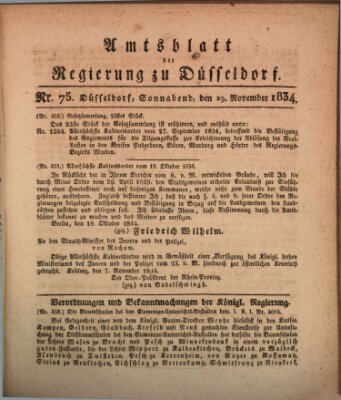 Amtsblatt für den Regierungsbezirk Düsseldorf Samstag 29. November 1834