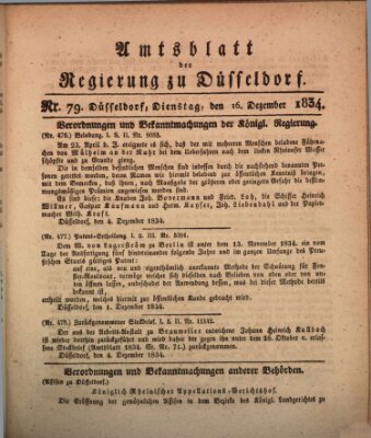 Amtsblatt für den Regierungsbezirk Düsseldorf Dienstag 16. Dezember 1834