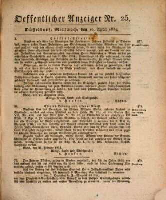 Amtsblatt für den Regierungsbezirk Düsseldorf Mittwoch 16. April 1834