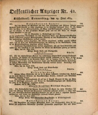 Amtsblatt für den Regierungsbezirk Düsseldorf Donnerstag 19. Juni 1834