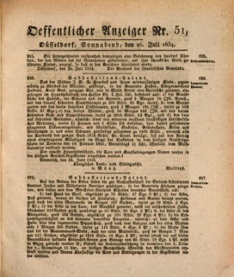 Amtsblatt für den Regierungsbezirk Düsseldorf Samstag 26. Juli 1834