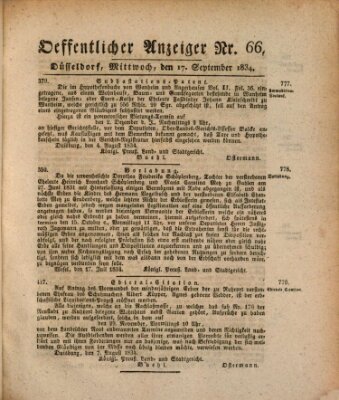 Amtsblatt für den Regierungsbezirk Düsseldorf Mittwoch 17. September 1834