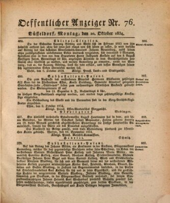 Amtsblatt für den Regierungsbezirk Düsseldorf Montag 20. Oktober 1834