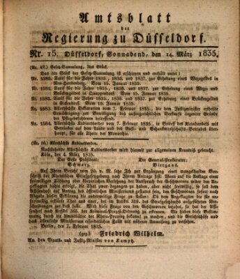 Amtsblatt für den Regierungsbezirk Düsseldorf Samstag 14. März 1835