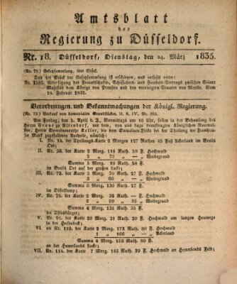 Amtsblatt für den Regierungsbezirk Düsseldorf Dienstag 24. März 1835