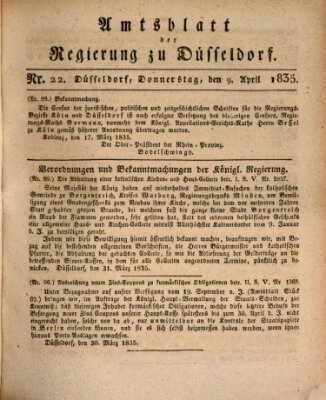 Amtsblatt für den Regierungsbezirk Düsseldorf Donnerstag 9. April 1835