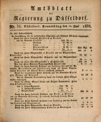 Amtsblatt für den Regierungsbezirk Düsseldorf Donnerstag 11. Juni 1835