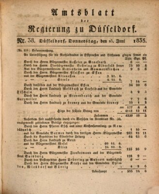 Amtsblatt für den Regierungsbezirk Düsseldorf Donnerstag 25. Juni 1835
