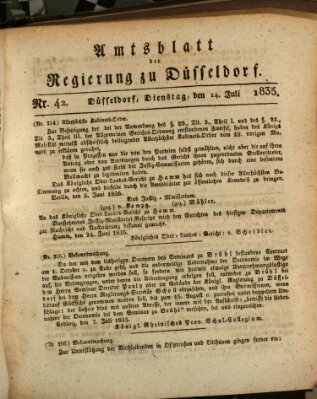 Amtsblatt für den Regierungsbezirk Düsseldorf Dienstag 14. Juli 1835