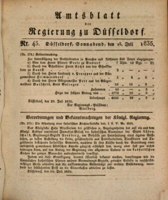 Amtsblatt für den Regierungsbezirk Düsseldorf Samstag 25. Juli 1835