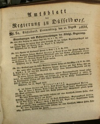 Amtsblatt für den Regierungsbezirk Düsseldorf Donnerstag 20. August 1835