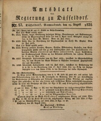 Amtsblatt für den Regierungsbezirk Düsseldorf Samstag 29. August 1835