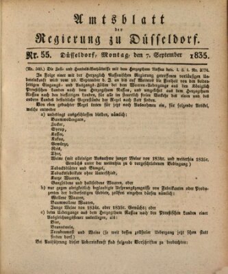 Amtsblatt für den Regierungsbezirk Düsseldorf Montag 7. September 1835