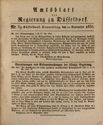 Amtsblatt für den Regierungsbezirk Düsseldorf Donnerstag 24. September 1835