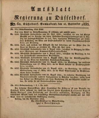 Amtsblatt für den Regierungsbezirk Düsseldorf Samstag 26. September 1835