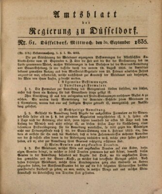 Amtsblatt für den Regierungsbezirk Düsseldorf Mittwoch 30. September 1835