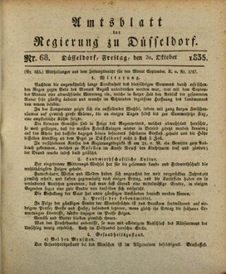 Amtsblatt für den Regierungsbezirk Düsseldorf Freitag 30. Oktober 1835