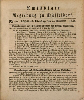 Amtsblatt für den Regierungsbezirk Düsseldorf Dienstag 10. November 1835