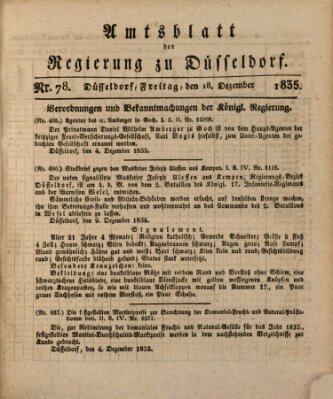 Amtsblatt für den Regierungsbezirk Düsseldorf Freitag 18. Dezember 1835