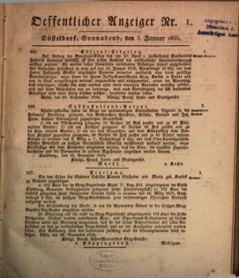 Amtsblatt für den Regierungsbezirk Düsseldorf Samstag 3. Januar 1835