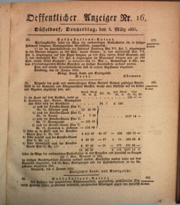 Amtsblatt für den Regierungsbezirk Düsseldorf Donnerstag 5. März 1835