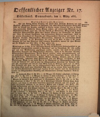 Amtsblatt für den Regierungsbezirk Düsseldorf Samstag 7. März 1835