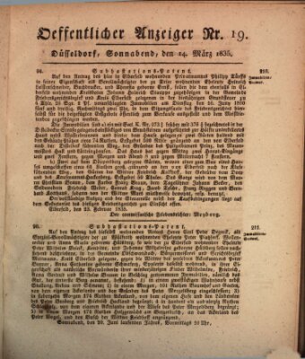 Amtsblatt für den Regierungsbezirk Düsseldorf Samstag 14. März 1835