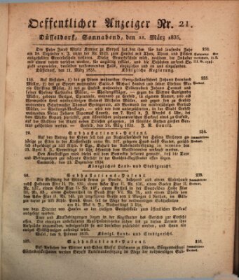 Amtsblatt für den Regierungsbezirk Düsseldorf Samstag 21. März 1835