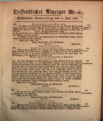 Amtsblatt für den Regierungsbezirk Düsseldorf Donnerstag 11. Juni 1835