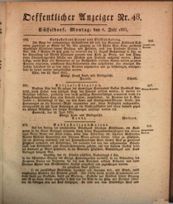 Amtsblatt für den Regierungsbezirk Düsseldorf Montag 6. Juli 1835