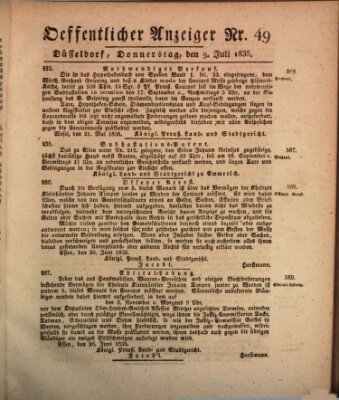 Amtsblatt für den Regierungsbezirk Düsseldorf Donnerstag 9. Juli 1835