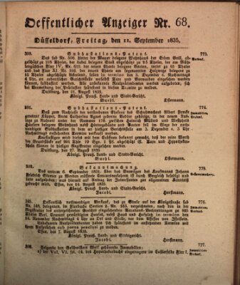 Amtsblatt für den Regierungsbezirk Düsseldorf Freitag 11. September 1835