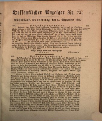 Amtsblatt für den Regierungsbezirk Düsseldorf Donnerstag 24. September 1835