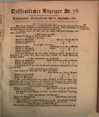 Amtsblatt für den Regierungsbezirk Düsseldorf Samstag 26. September 1835