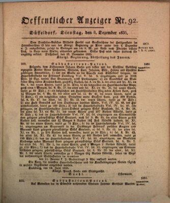 Amtsblatt für den Regierungsbezirk Düsseldorf Dienstag 8. Dezember 1835