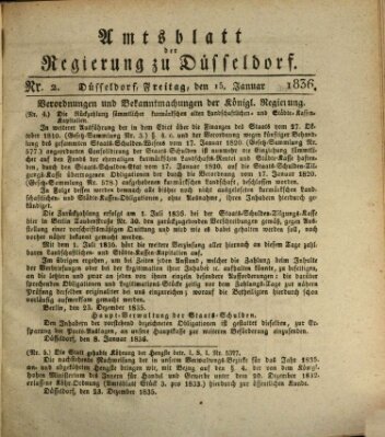 Amtsblatt für den Regierungsbezirk Düsseldorf Freitag 15. Januar 1836