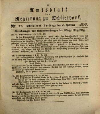 Amtsblatt für den Regierungsbezirk Düsseldorf Freitag 26. Februar 1836