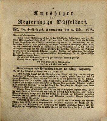 Amtsblatt für den Regierungsbezirk Düsseldorf Samstag 19. März 1836