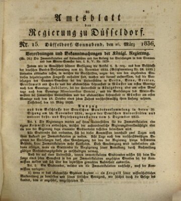 Amtsblatt für den Regierungsbezirk Düsseldorf Samstag 26. März 1836