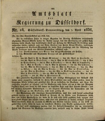 Amtsblatt für den Regierungsbezirk Düsseldorf Donnerstag 7. April 1836