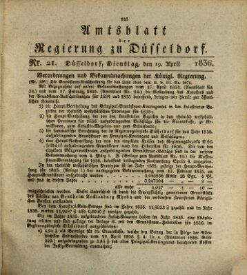 Amtsblatt für den Regierungsbezirk Düsseldorf Dienstag 19. April 1836