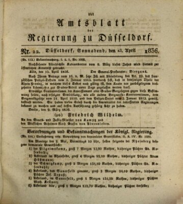 Amtsblatt für den Regierungsbezirk Düsseldorf Samstag 23. April 1836