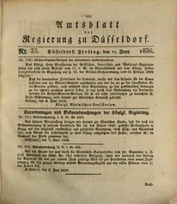 Amtsblatt für den Regierungsbezirk Düsseldorf Freitag 17. Juni 1836