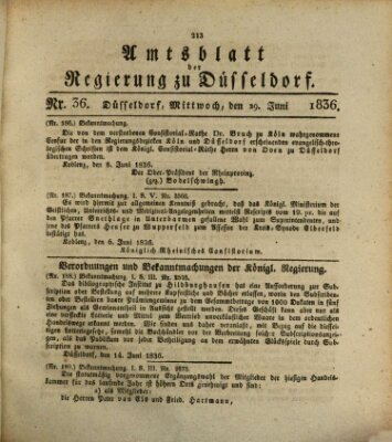 Amtsblatt für den Regierungsbezirk Düsseldorf Mittwoch 29. Juni 1836