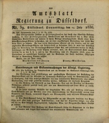 Amtsblatt für den Regierungsbezirk Düsseldorf Donnerstag 14. Juli 1836