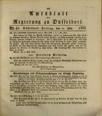 Amtsblatt für den Regierungsbezirk Düsseldorf Freitag 22. Juli 1836